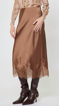 Current Air - Mouse Lace Hem Satin Skirt