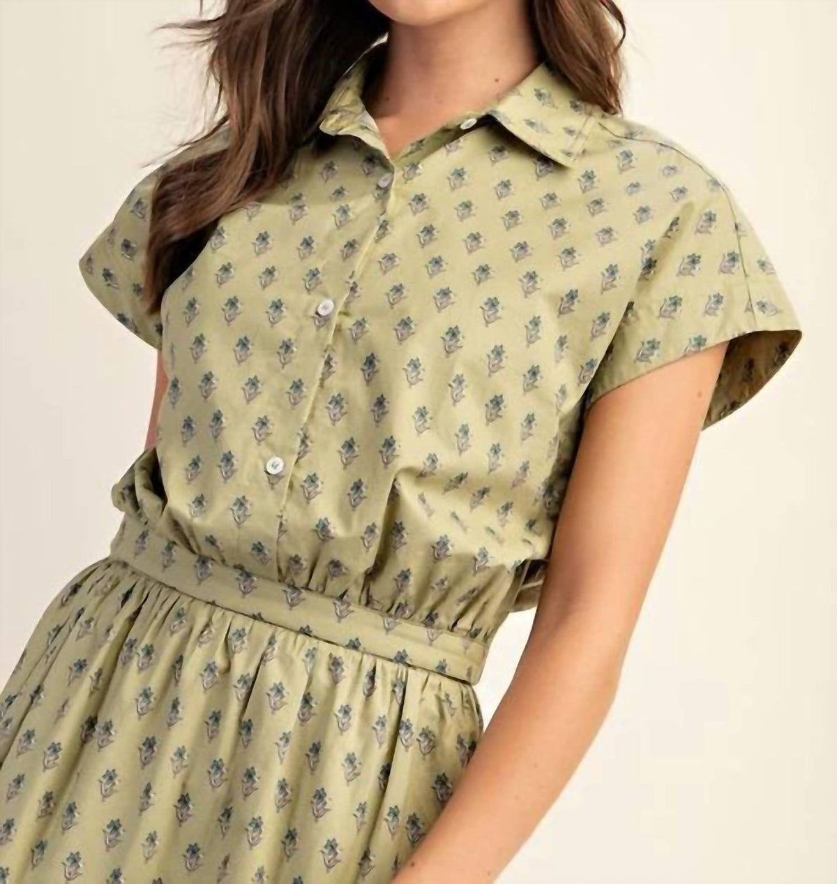 Gigio - Printed Drop Shoulder Cropped Shirt
