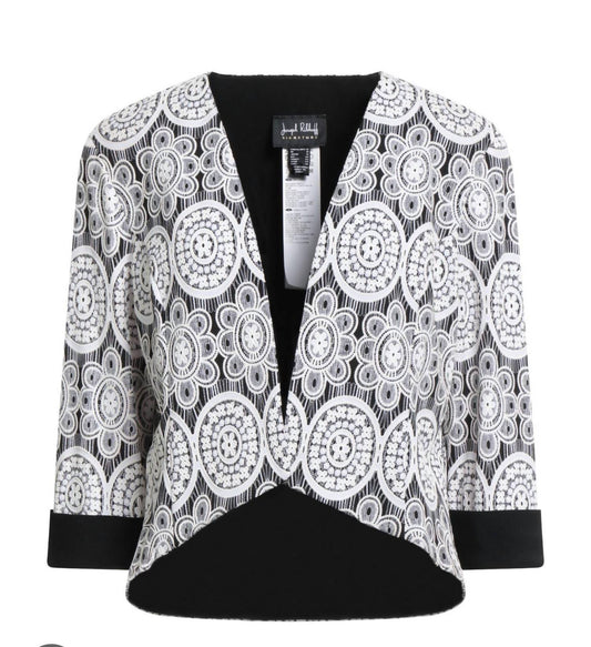 Joseph Ribkoff - Embroidered Floral 3/4 Sleeves Jacket