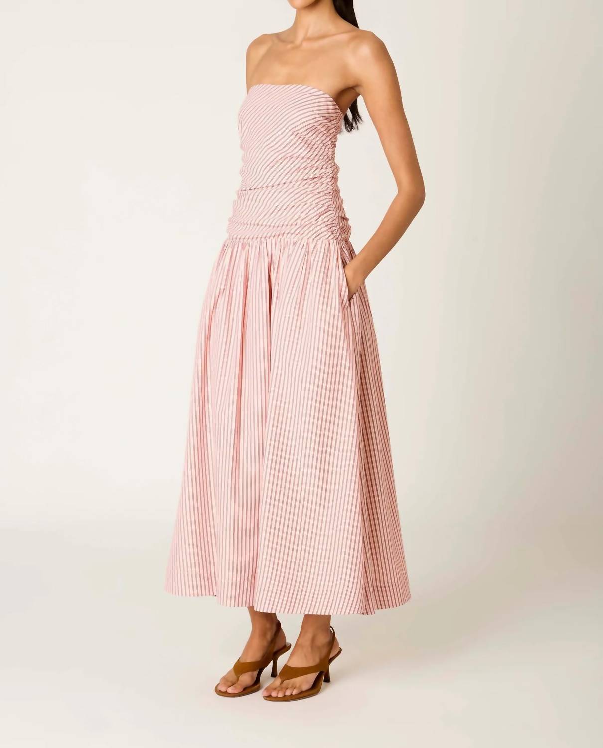 NIA Mulholland Strapless Dress in wine - women's dress - alternate view
