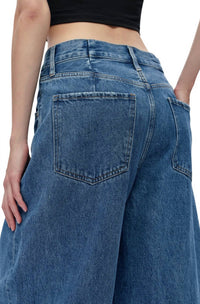 Bayeas - Darted Super High Waist Barrel Jeans