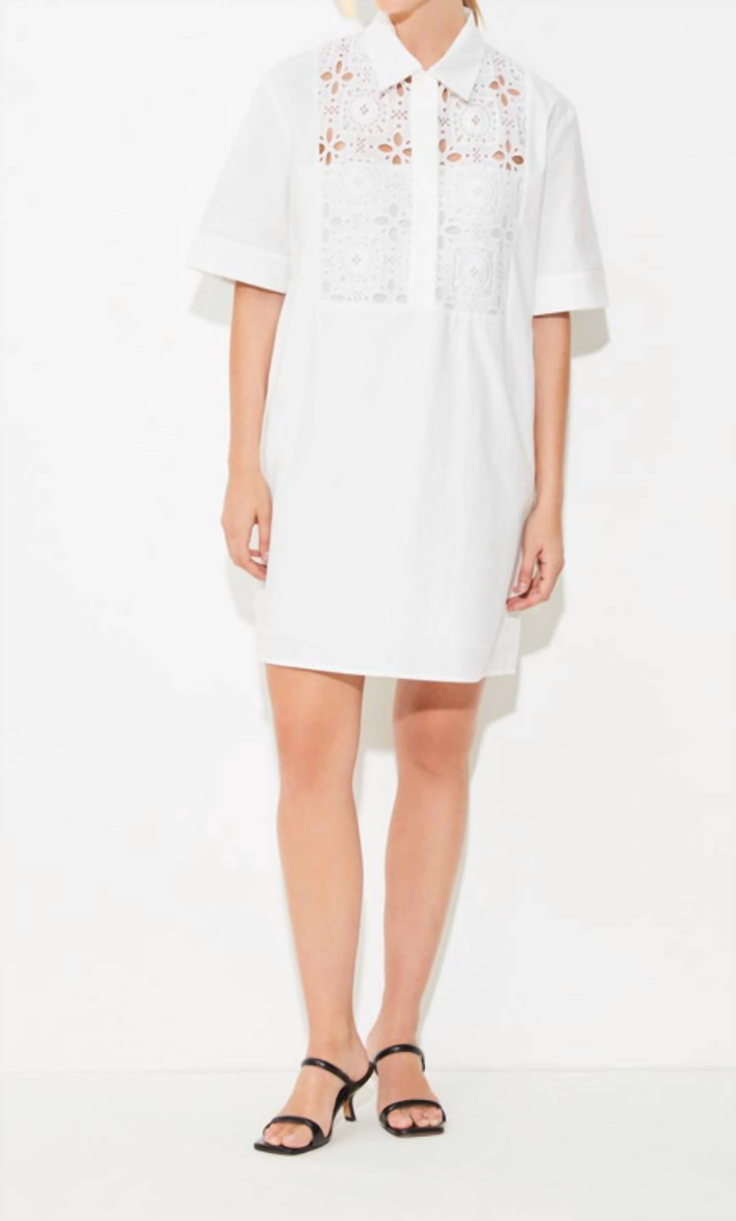 Suncoo - Cross Button Front Mini Dress