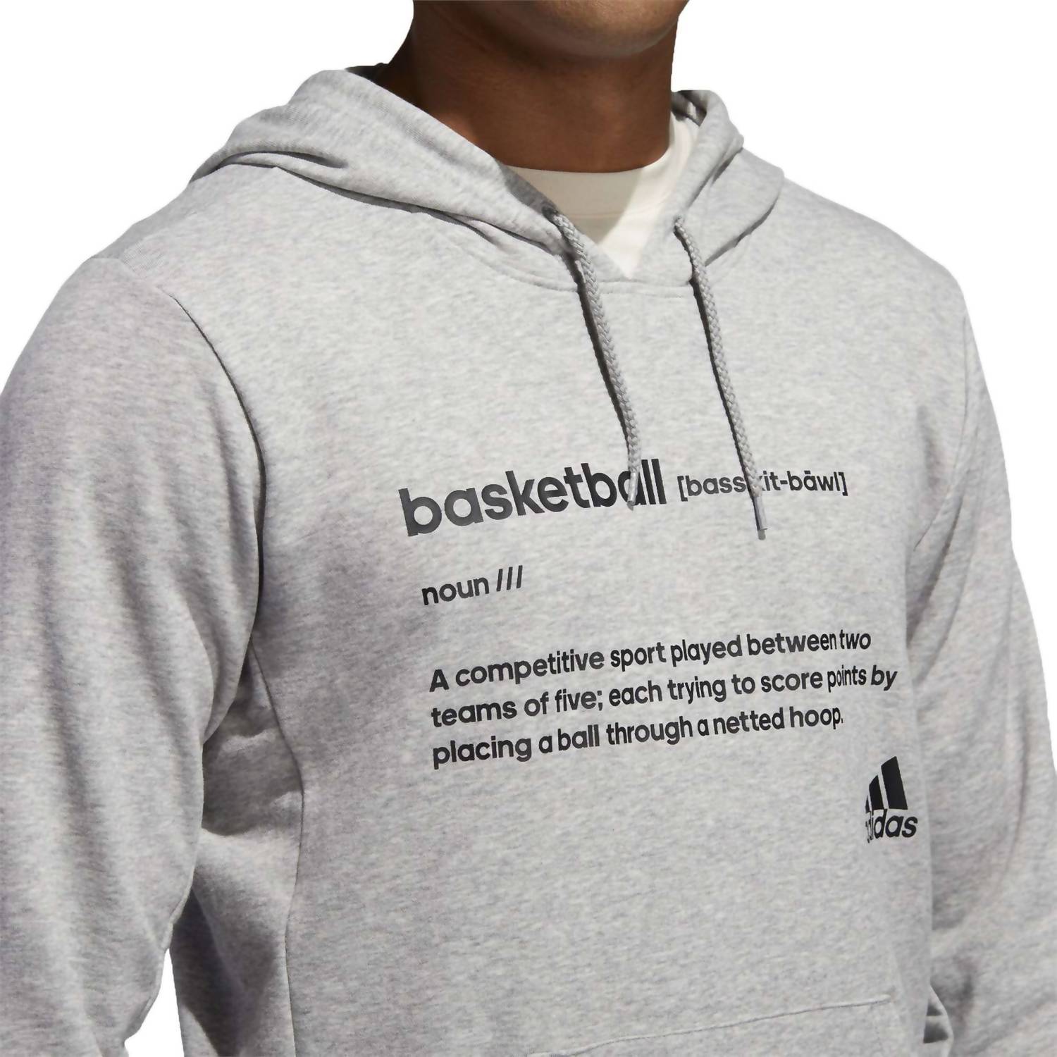 adidas Men's Definition Long Sleeve Basketball Hoodie in medium gray heather - men's shirt - view 5