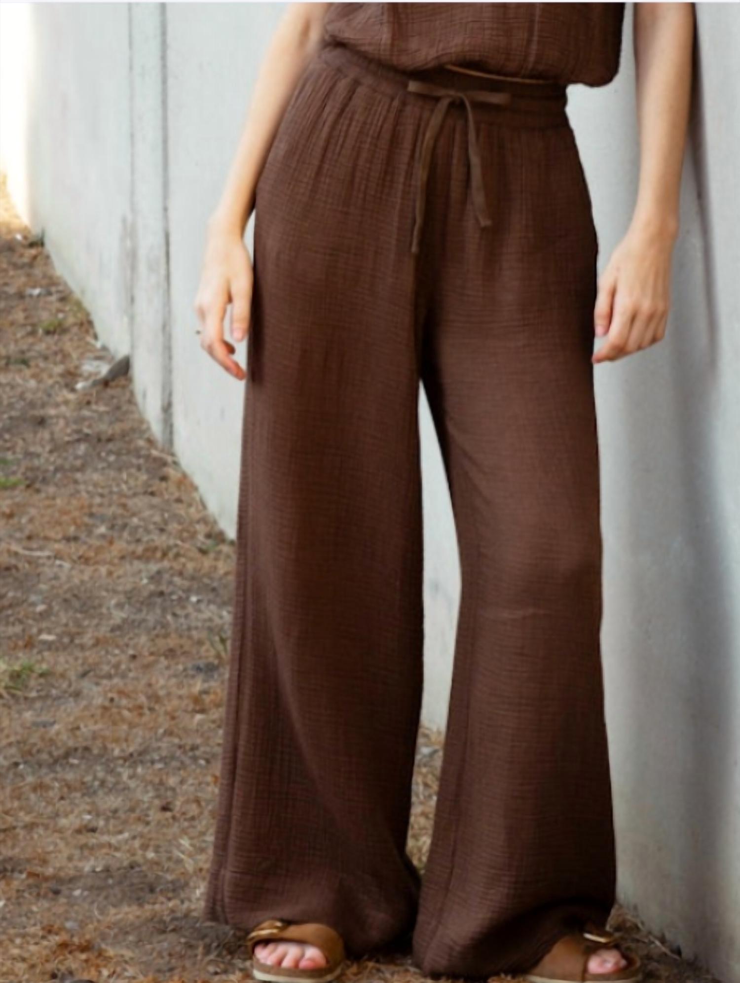 Caydn - Bailey Gauze Wide Leg Pants