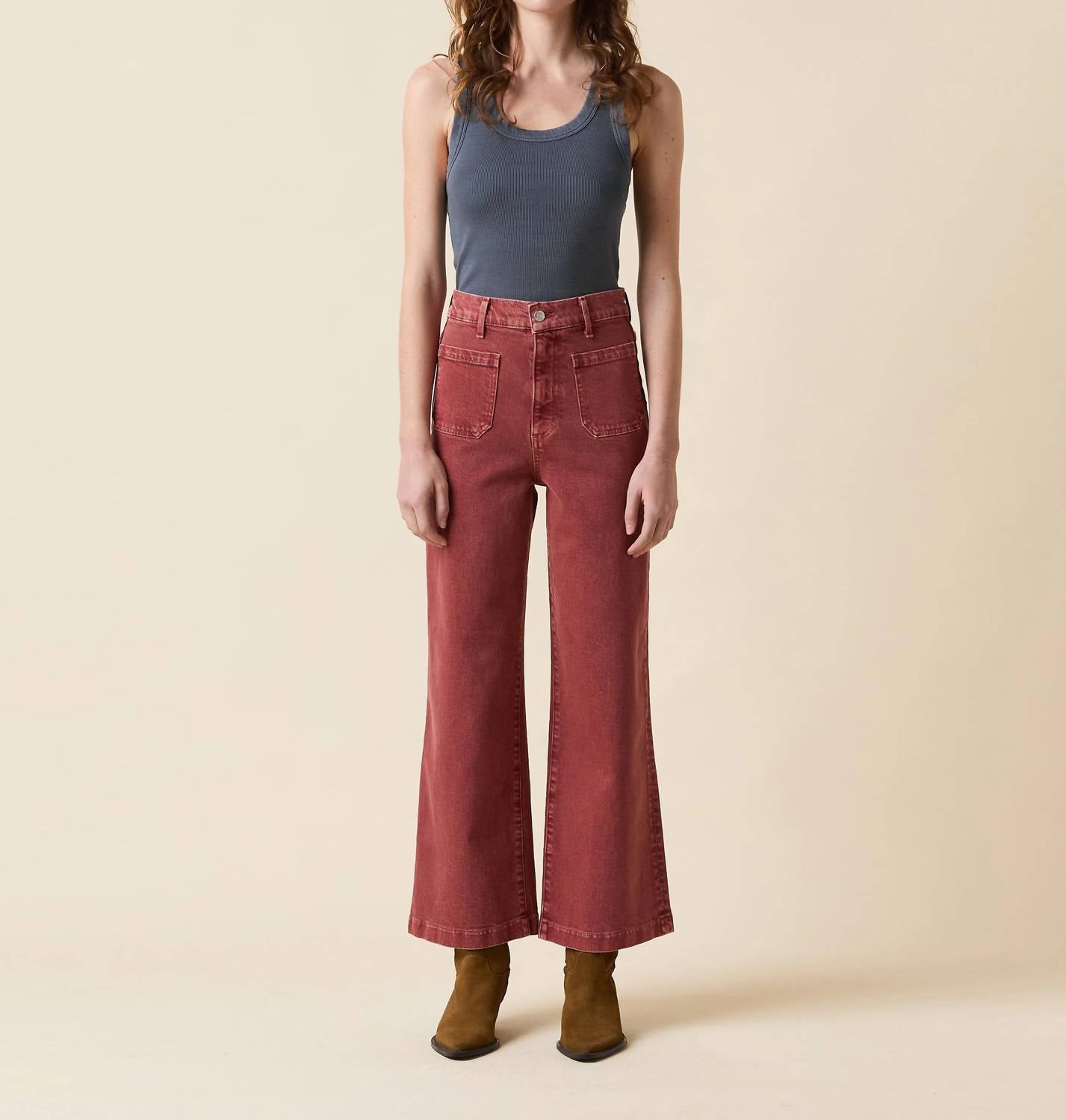 Le Jean Virginia Wide Leg Ankle Jeans in sandwashed spiced - women's pants