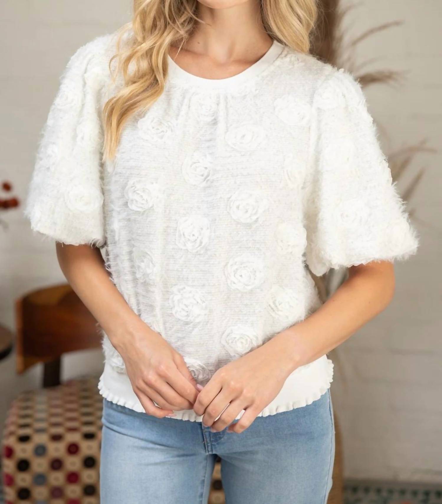Deon - Hadley Ribbed Ruffle Trim Top