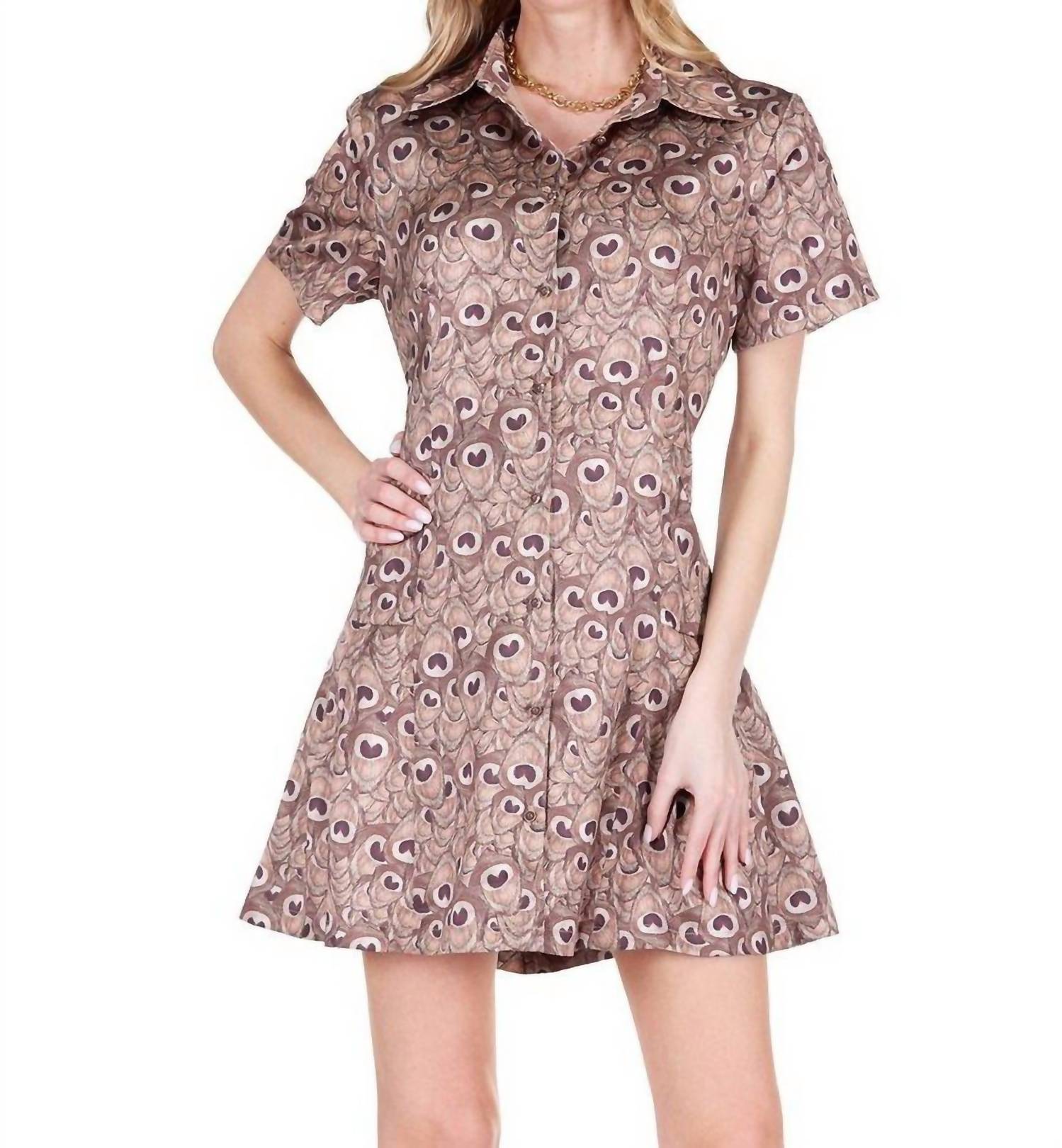 Joy Joy - Pleated Hem Buttons Mini Mini Dress