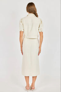 Sadie & Sage Love Language Cropped Jacket in ivory - women's jacket - alternate view