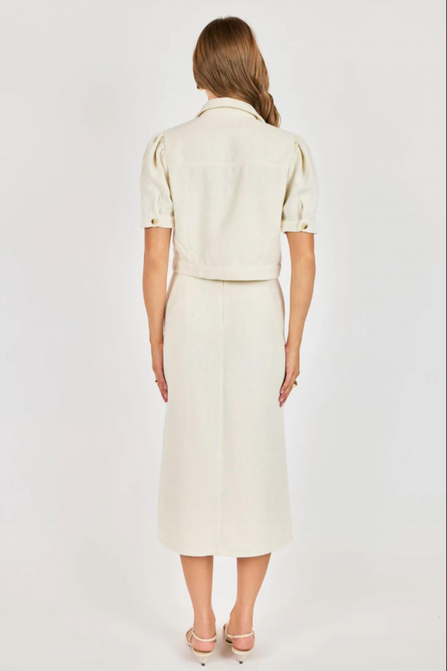 Sadie & Sage Love Language Cropped Jacket in ivory - women's jacket - alternate view