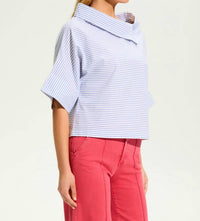 Fdj - Poplin Crossover Neck Top