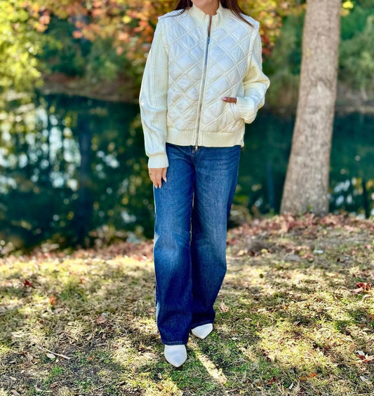 Current Air - Quilted Long Sleeve Sweater Jacket