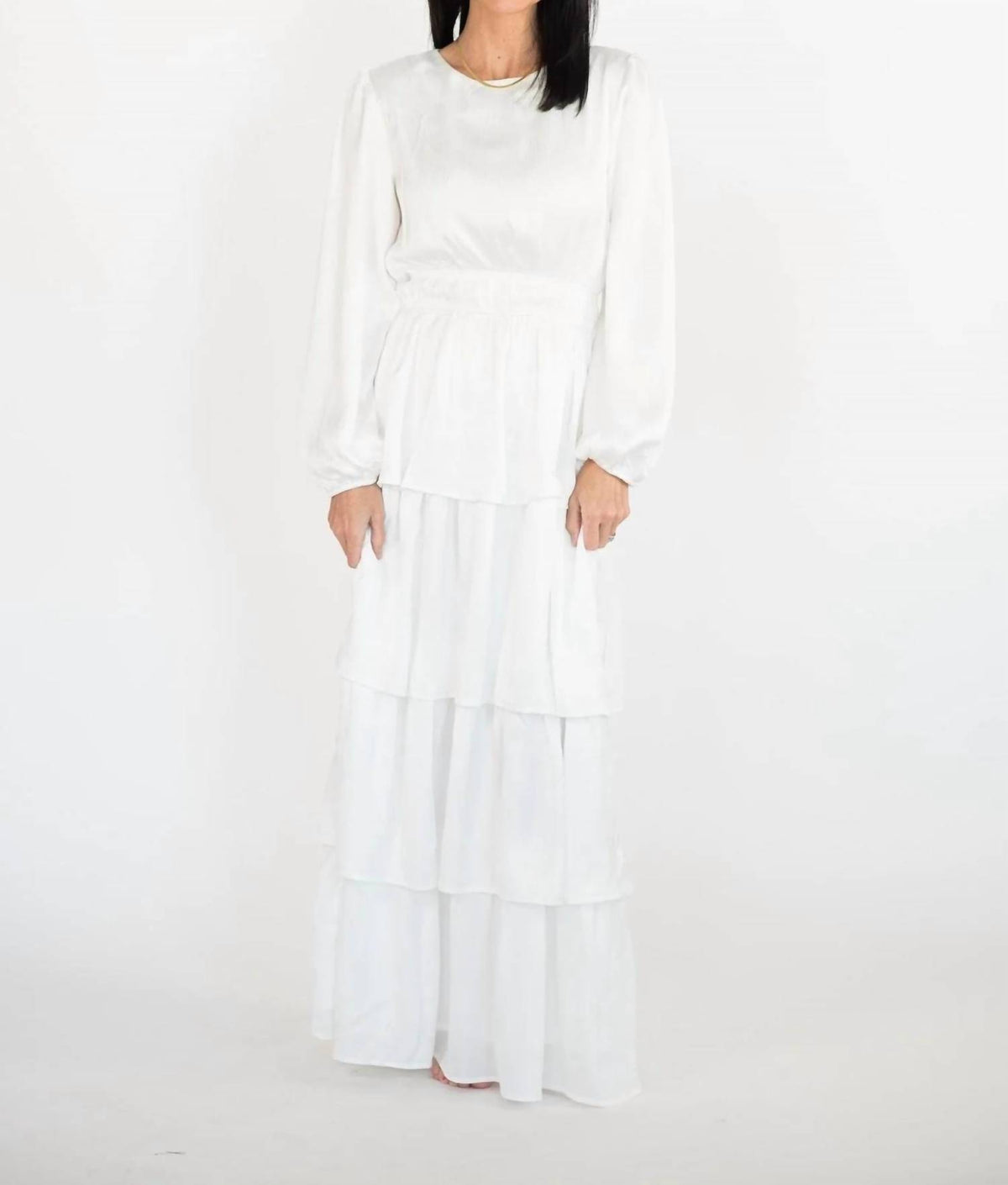Tea N Rose - Kacey Tiered Satin Temple Dress