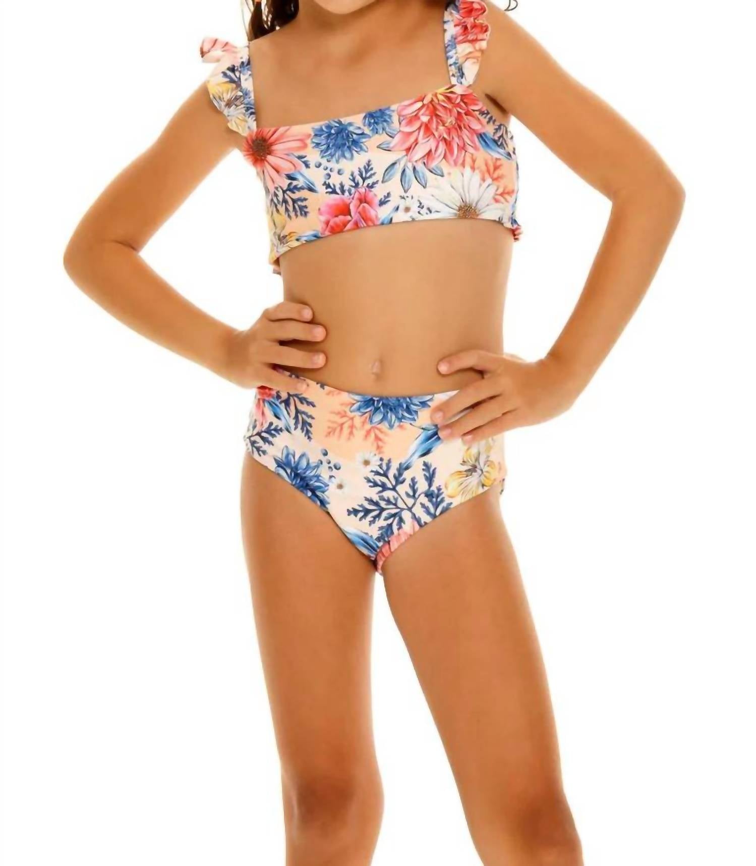 AGUA BENDITA Girls' Sky Ross Bikini in blue multi - kids' bikini