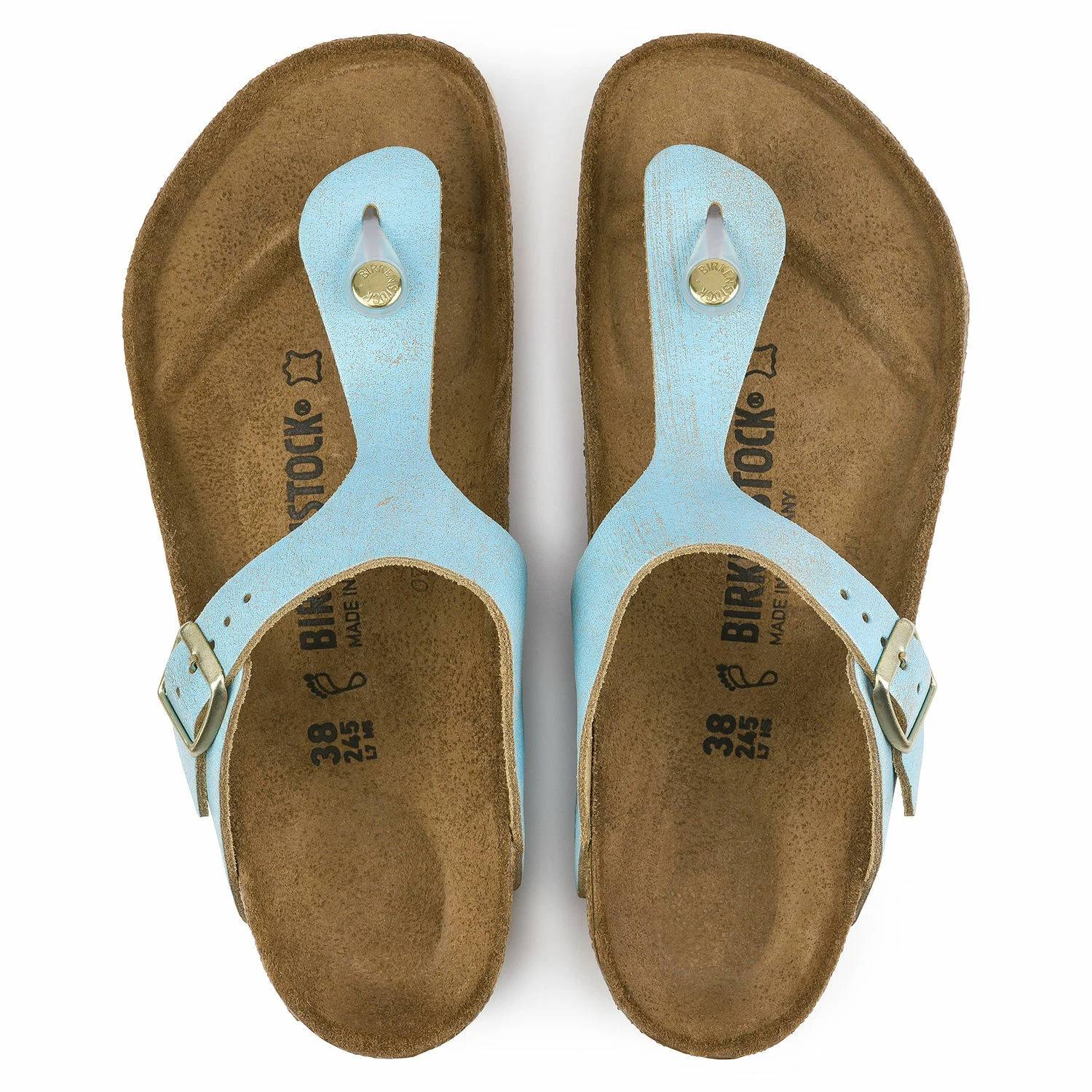 BIRKENSTOCK Women's Gizeh Leather Sandals in aqua - women's sandal - alternate view