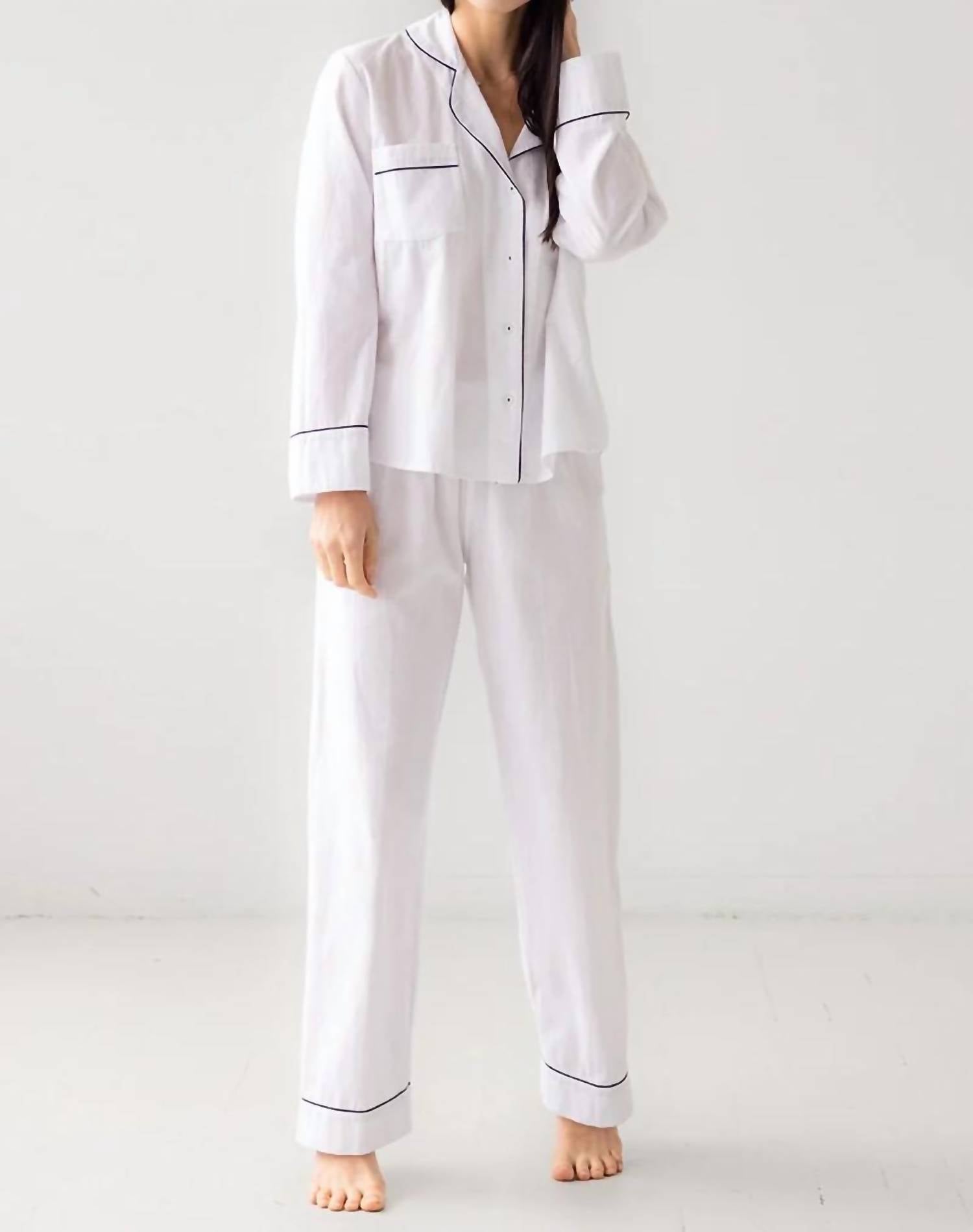 Salua - Classic Flannel Pajama Top And Pants Set