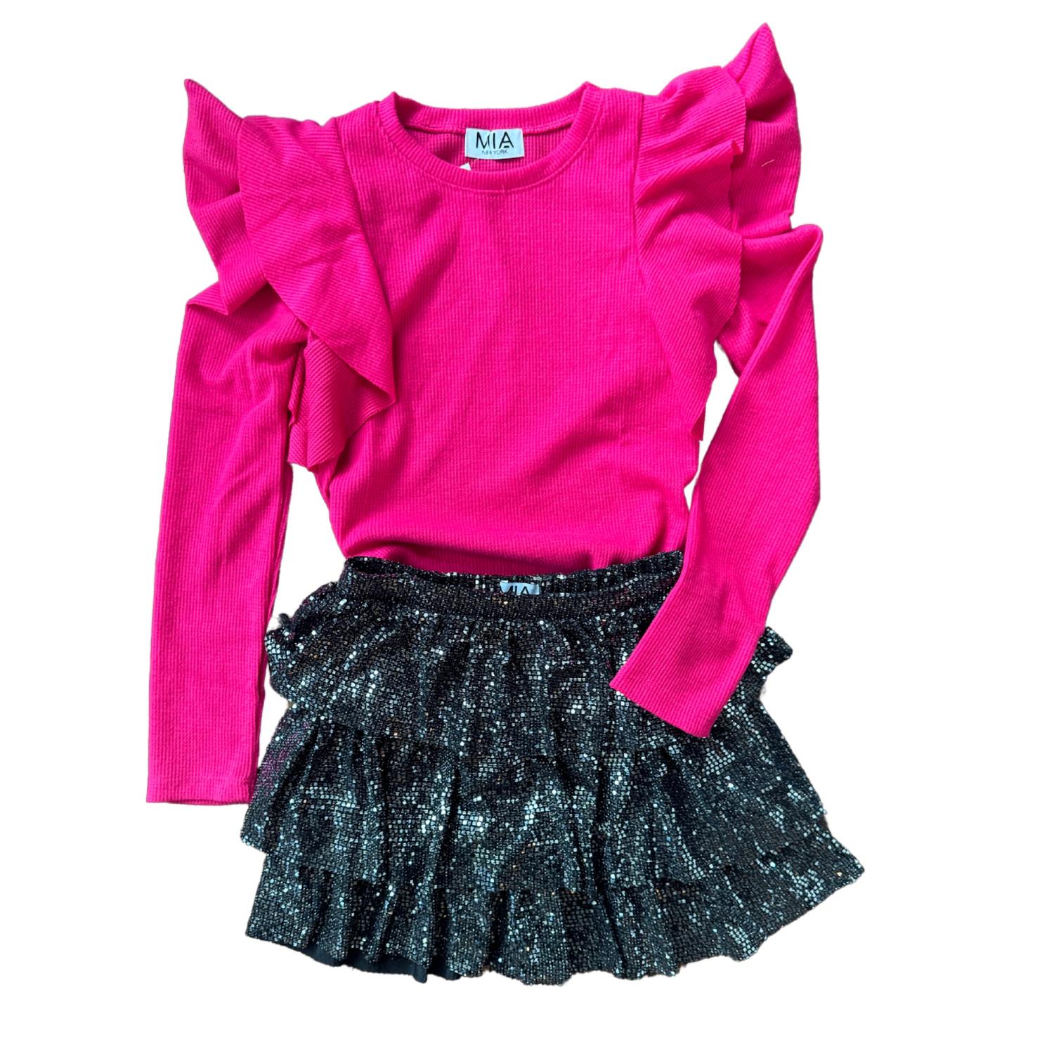 Mia - Girls' Metallic Layered Skirt