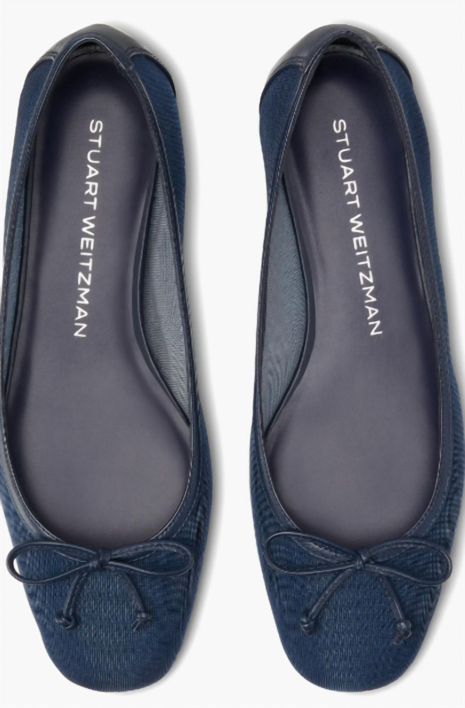 STUART WEITZMAN Women's Arabella Ballet Flat in navy - women's flats - view 4