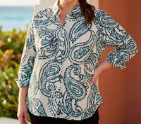 Karen Kane - Ruched Sleeve Button- Up Shirt - Plus
