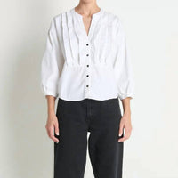 Nation LTD Amelia Ruffle Shirt in porcelain - women's blouse - alternate view