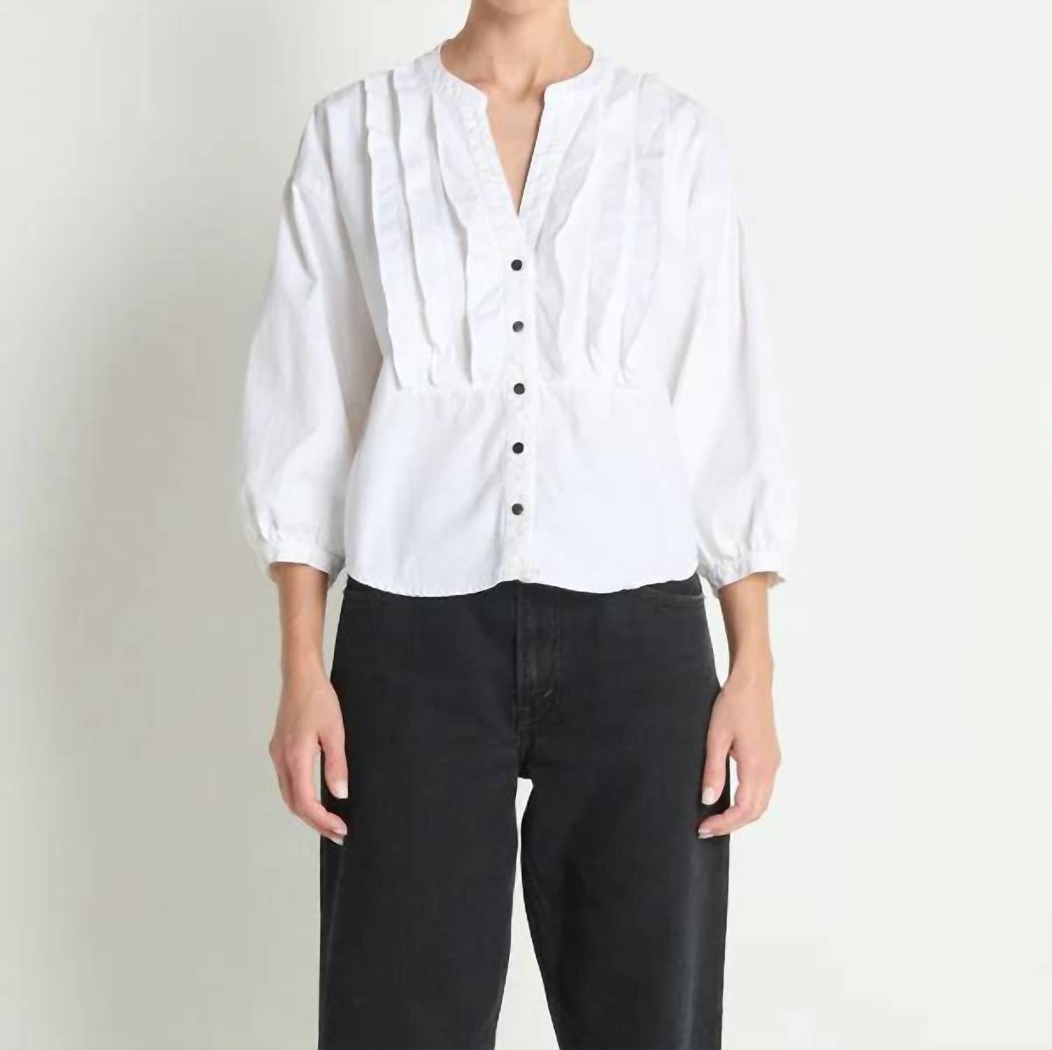 Nation LTD Amelia Ruffle Shirt in porcelain - women's blouse - alternate view