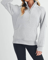 AEMI + CO Women's Funnel Neck Half Zip Pullover Sweater in heather grey - women's sweater - view 10