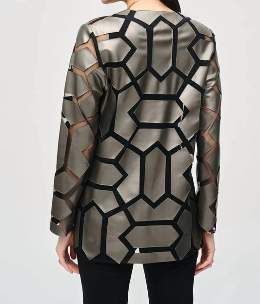 Joseph Ribkoff - Laser Cut Leatherette Mesh Jacket