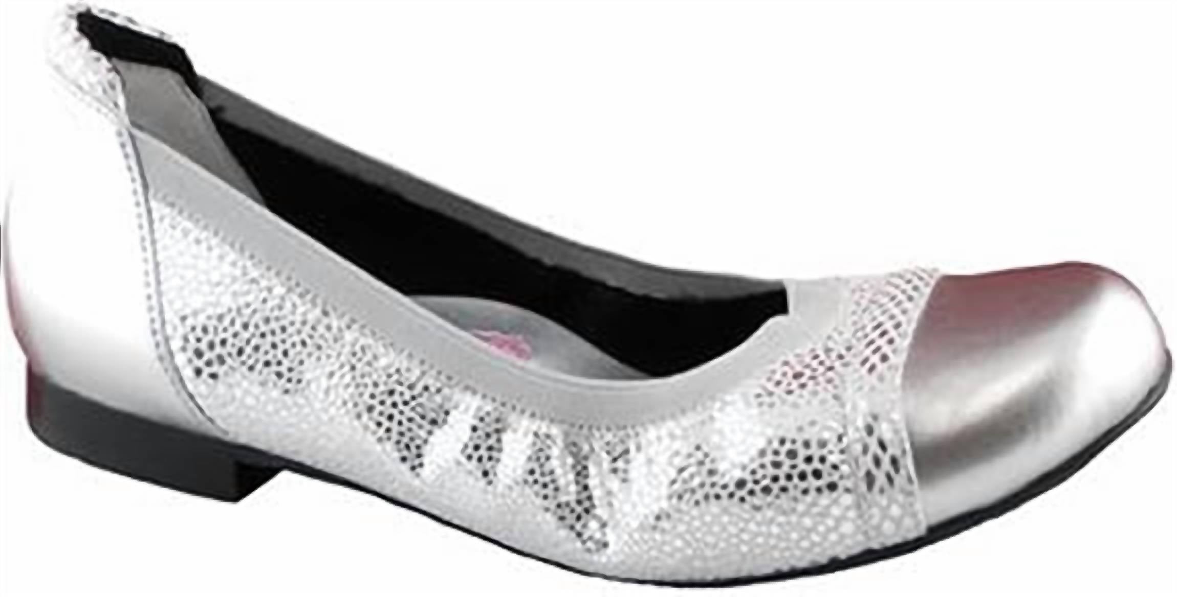 Ros Hommerson Women's Ronnie Dress Shoe Leather Slip-on in silver combo - women's flats