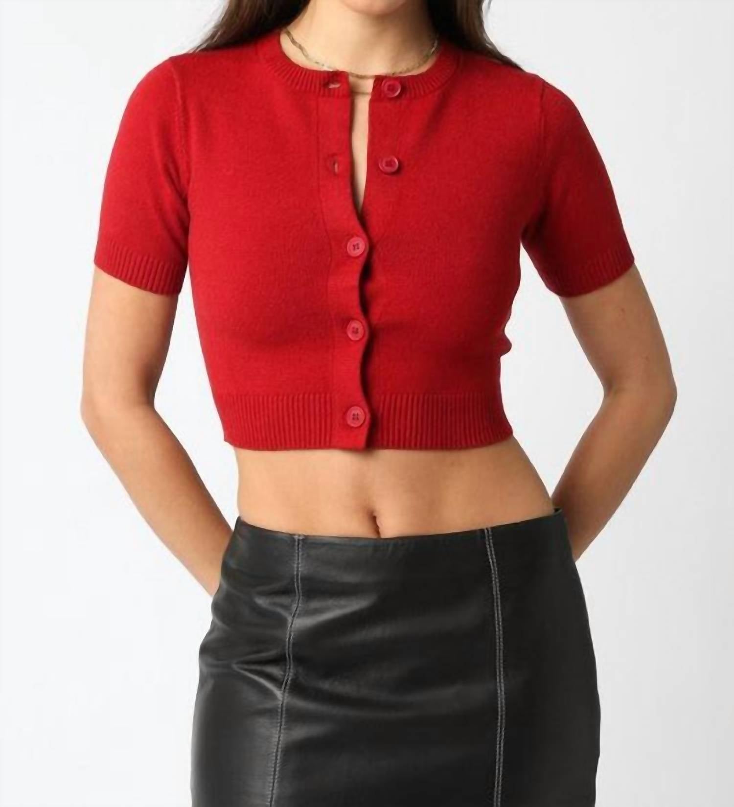 Olivaceous - Bella Short Sleeve Knit Cardigan