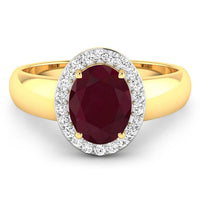 Diana M Jewels Women's Oval Natural Ruby Fashion Ring (2.52 Ct) - Signature in 14k yellow gold - women's jewelry