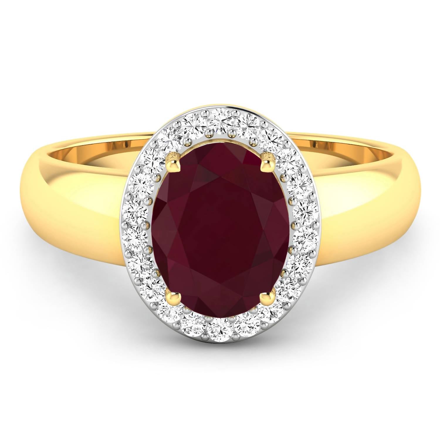 Diana M Jewels Women's Oval Natural Ruby Fashion Ring (2.52 Ct) - Signature in 14k yellow gold - women's jewelry