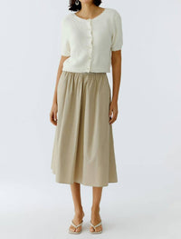 Oui Banded Midi Skirt in biscuit - women's skirt