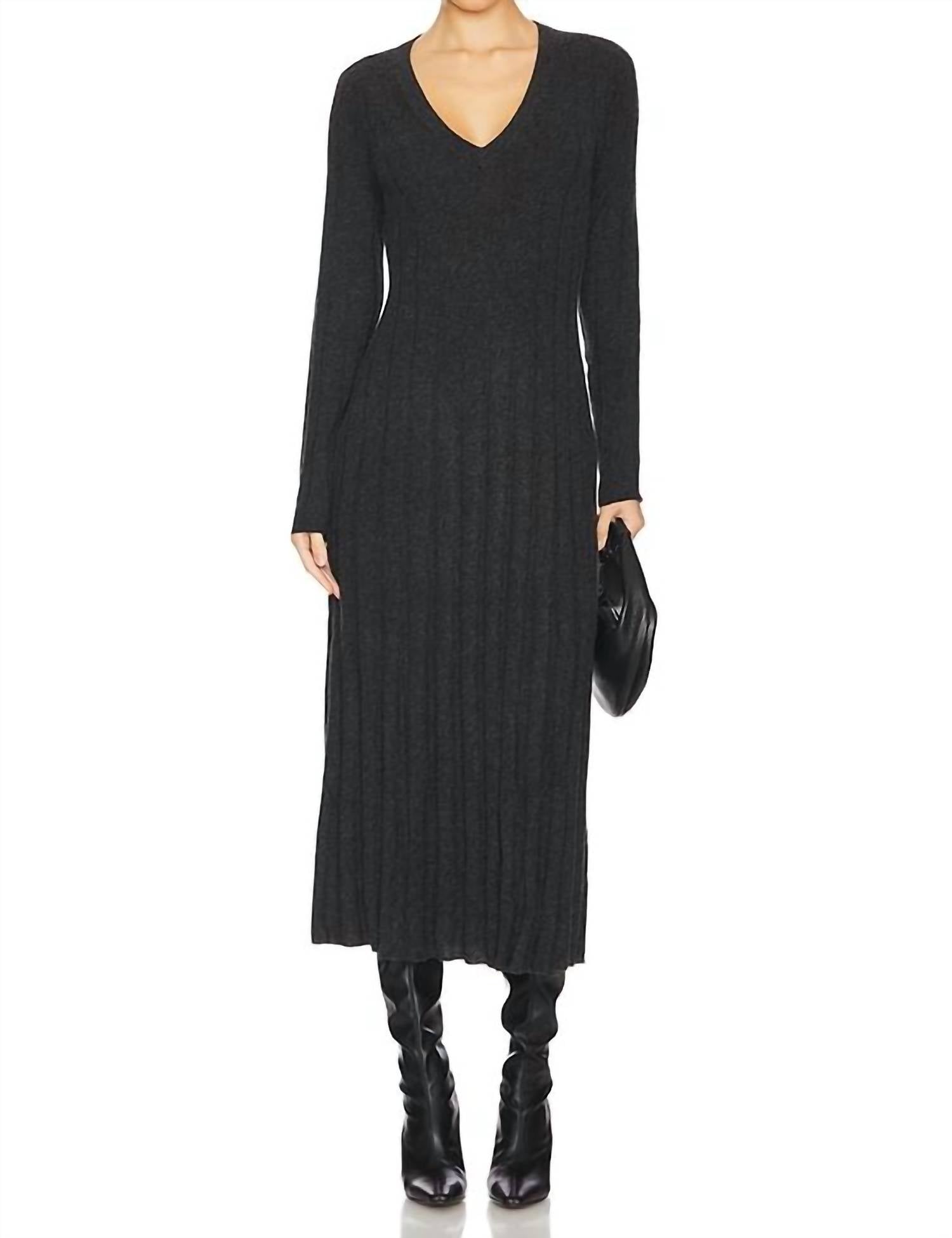 Autumn Cashmere - Long Sleeved Mixed Rib Dress