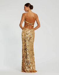 MAC DUGGAL Brittany Long Formal Prom Dress in gold - women's dress - alternate view