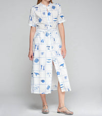 Vilagallo - Ocean Print Midi Shirt Dress
