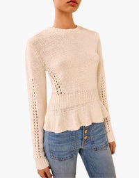 Ulla Johnson - Aurelie Long Sleeve Peplum Pullover Sweater