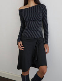 Motel Rocks Hoang Slouch Top in oblique stripe ocean storm - women's long sleeve top - view 4