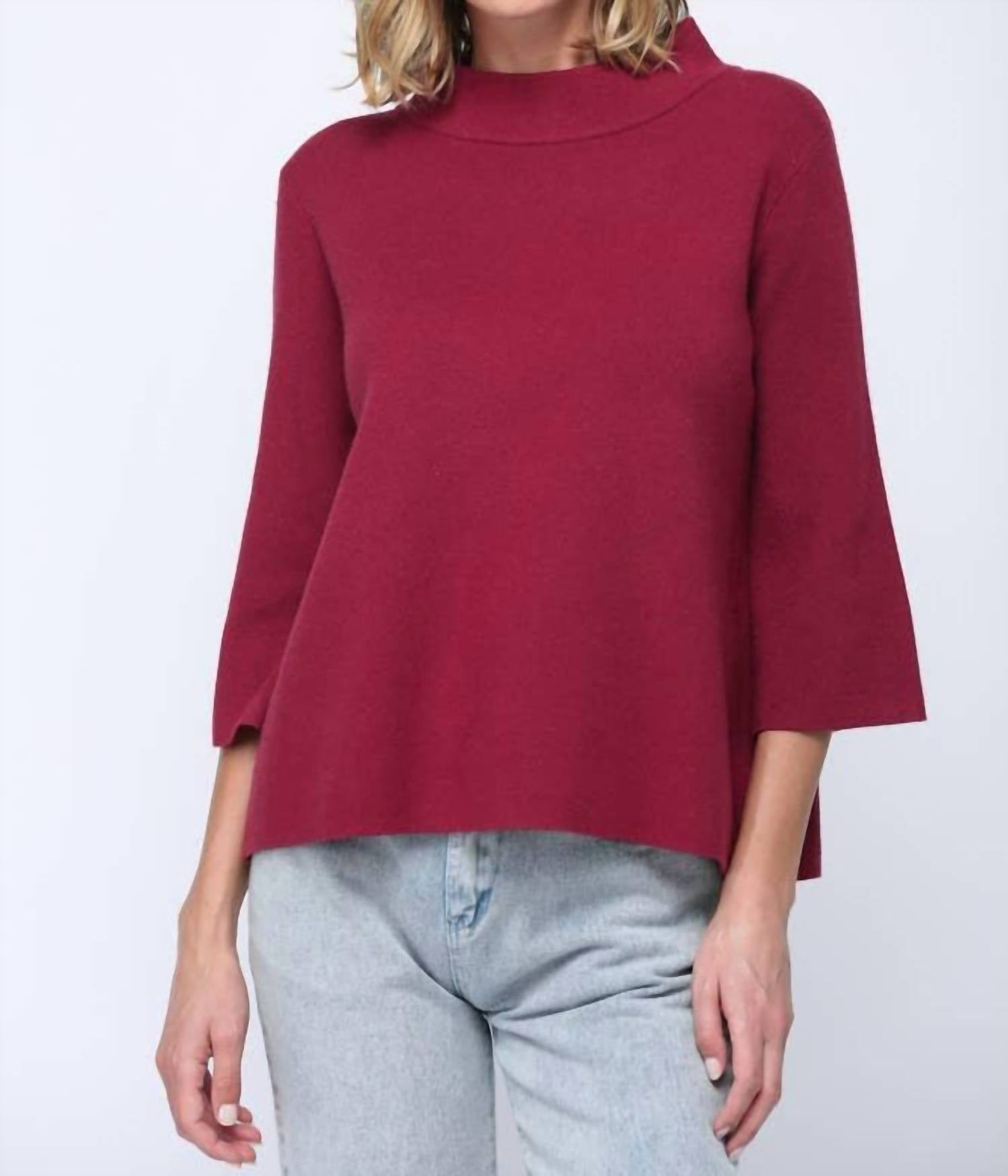 Fate - Mock Neck Pull Over Sweater With Bell Sleeves