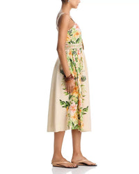 Moon River - Belted Floral Midi Dress