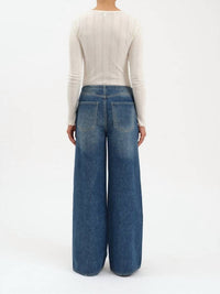 DAZE Madison Wide Leg Jean in vintage blue - women's pants - detail view