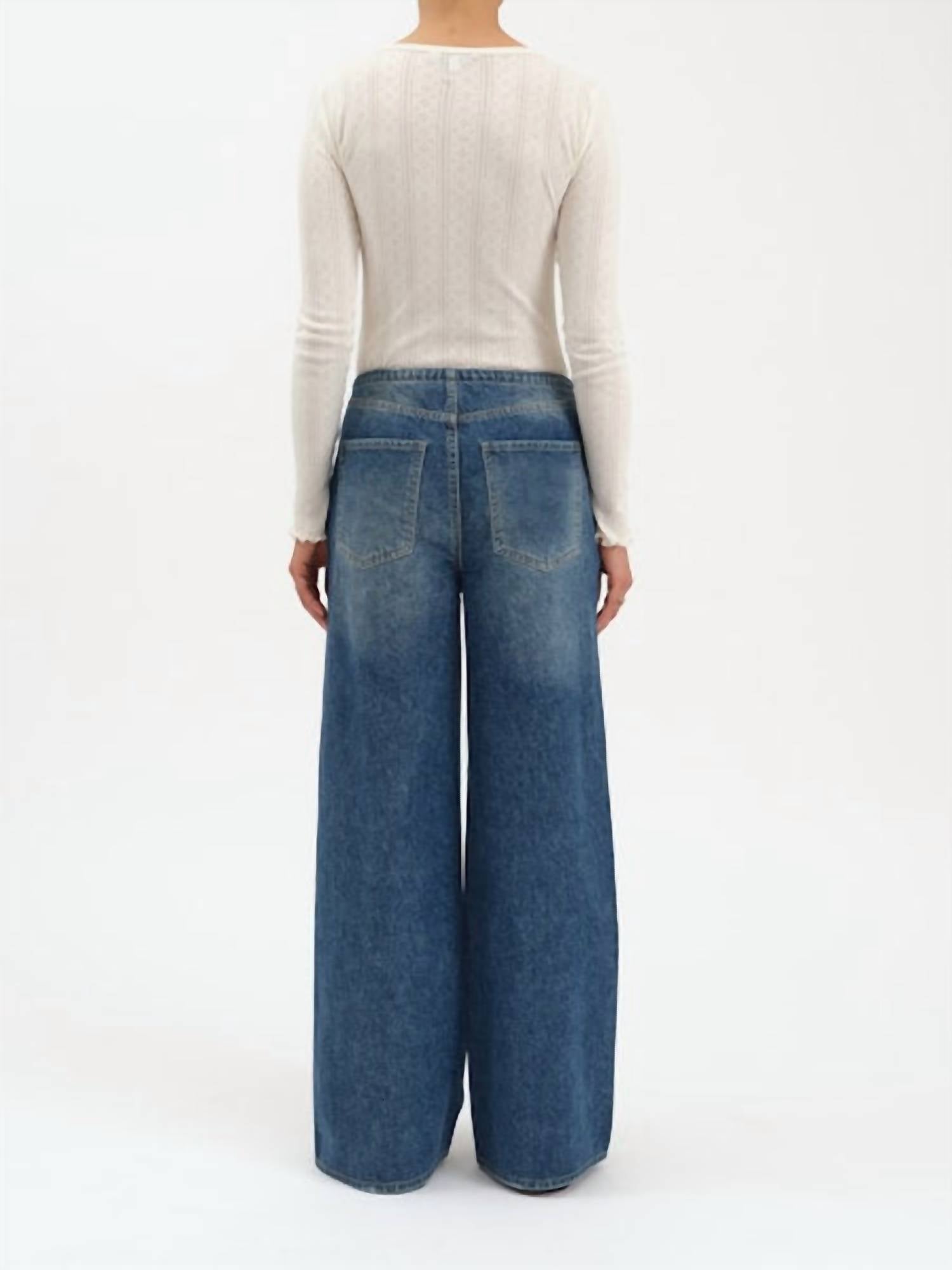 DAZE Madison Wide Leg Jean in vintage blue - women's pants - detail view