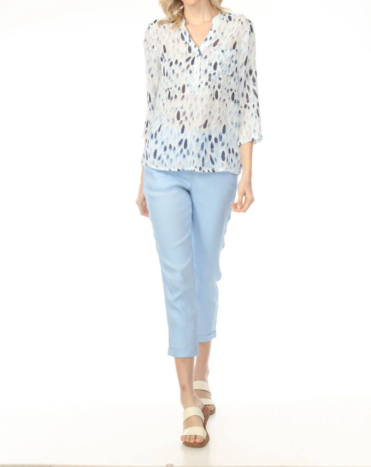 Charlie B - Printed Roll-up Sleeve Blouse