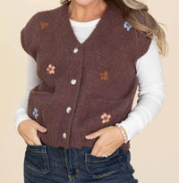 Wishlist - Brushed Floral Embroidered Vest