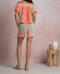 Elan - Neon Aztec Print Top