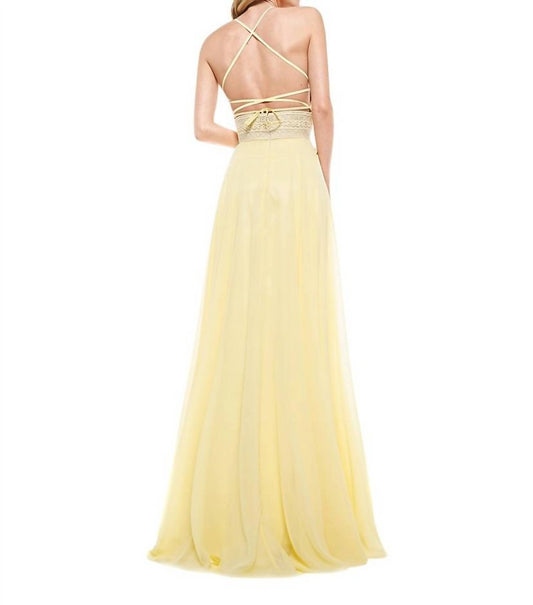 Colors Dress - Strappy Lace Bodice A-Line Gown