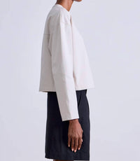 APIECE APART Boxy Tee in oat 3 - women's long sleeve top - detail view