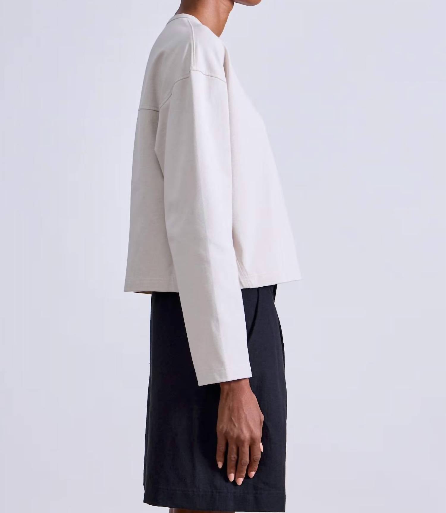 APIECE APART Boxy Tee in oat 3 - women's long sleeve top - detail view