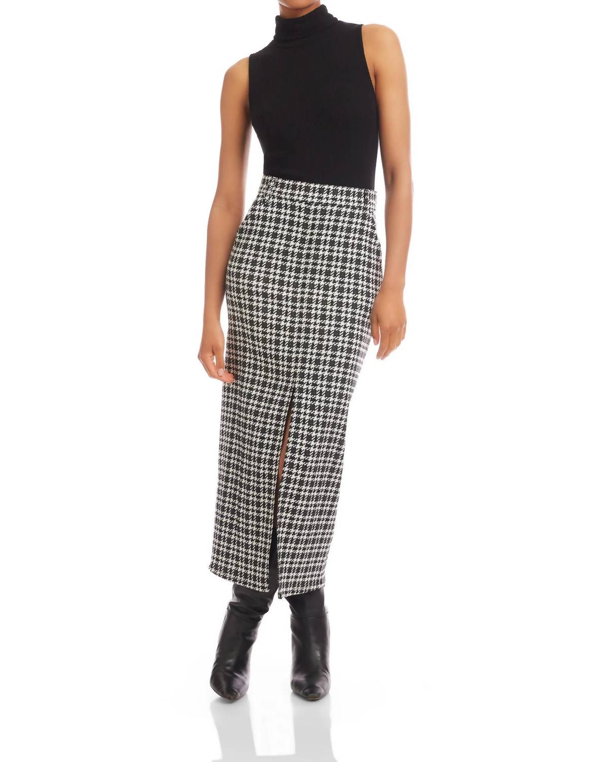 Fifteen Twenty Elyce Front Slit Midi Skirt in plaid - women's skirt
