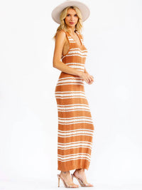 Little Secret Of Mine - Sleeveless Colorblock Knit Bodycon Maxi Dress