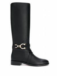 Salvatore Ferragamo Women's Gancini Knee High Boots in black 2 - women's shoe