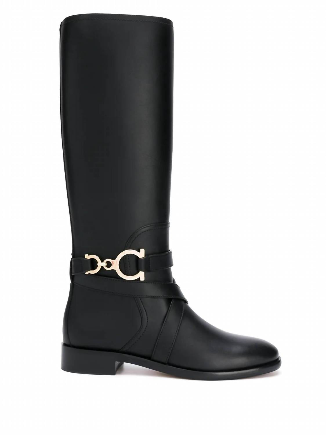 Salvatore Ferragamo Women's Gancini Knee High Boots in black 2 - women's shoe